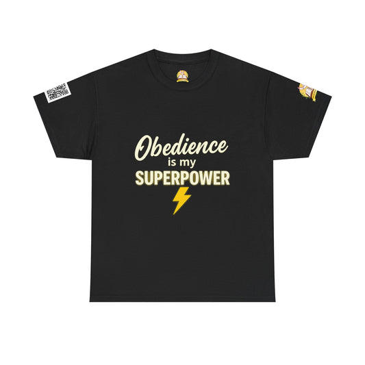 Obedience Is My Superpower T-Shirt, Fun Unisex Cotton Tee, Gift for Pet Owners, Casual Wear, Birthday, Dog Lover Top