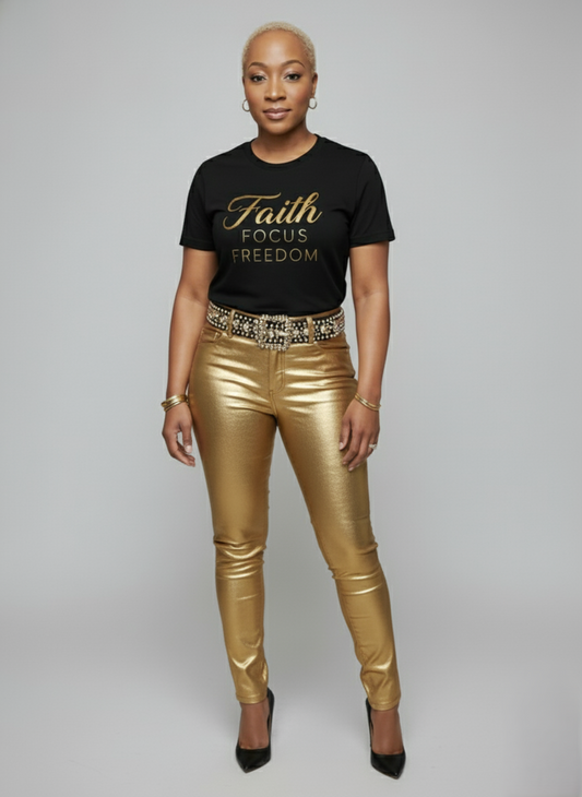Faith • Focus • Freedom Tee – Black & Gold Edition
