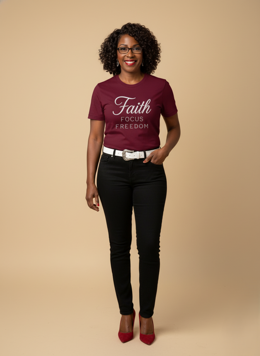 Faith • Focus • Freedom Tee — Victory Wine Edition