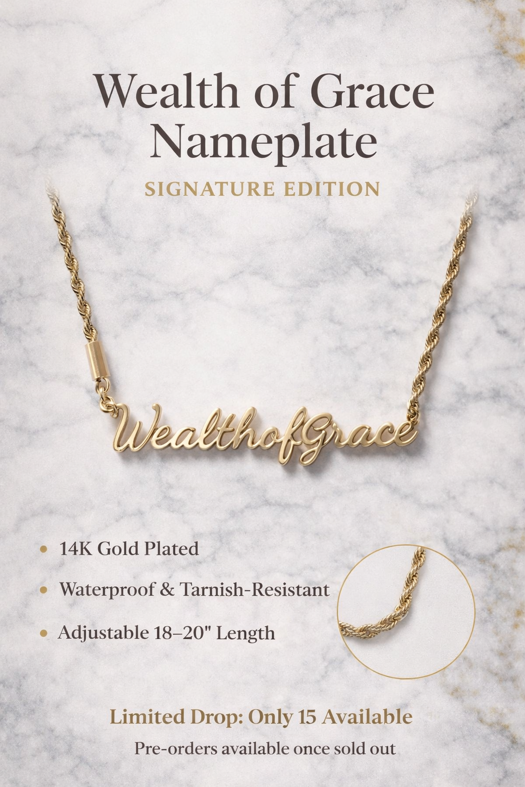 Wealth of Grace Nameplate — Signature Edition